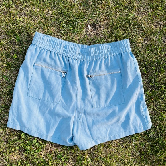 Rebecca Taylor Blue High Waist Pleated Shorts w/ Zipper Pockets Size 4 - Picture 4 of 6